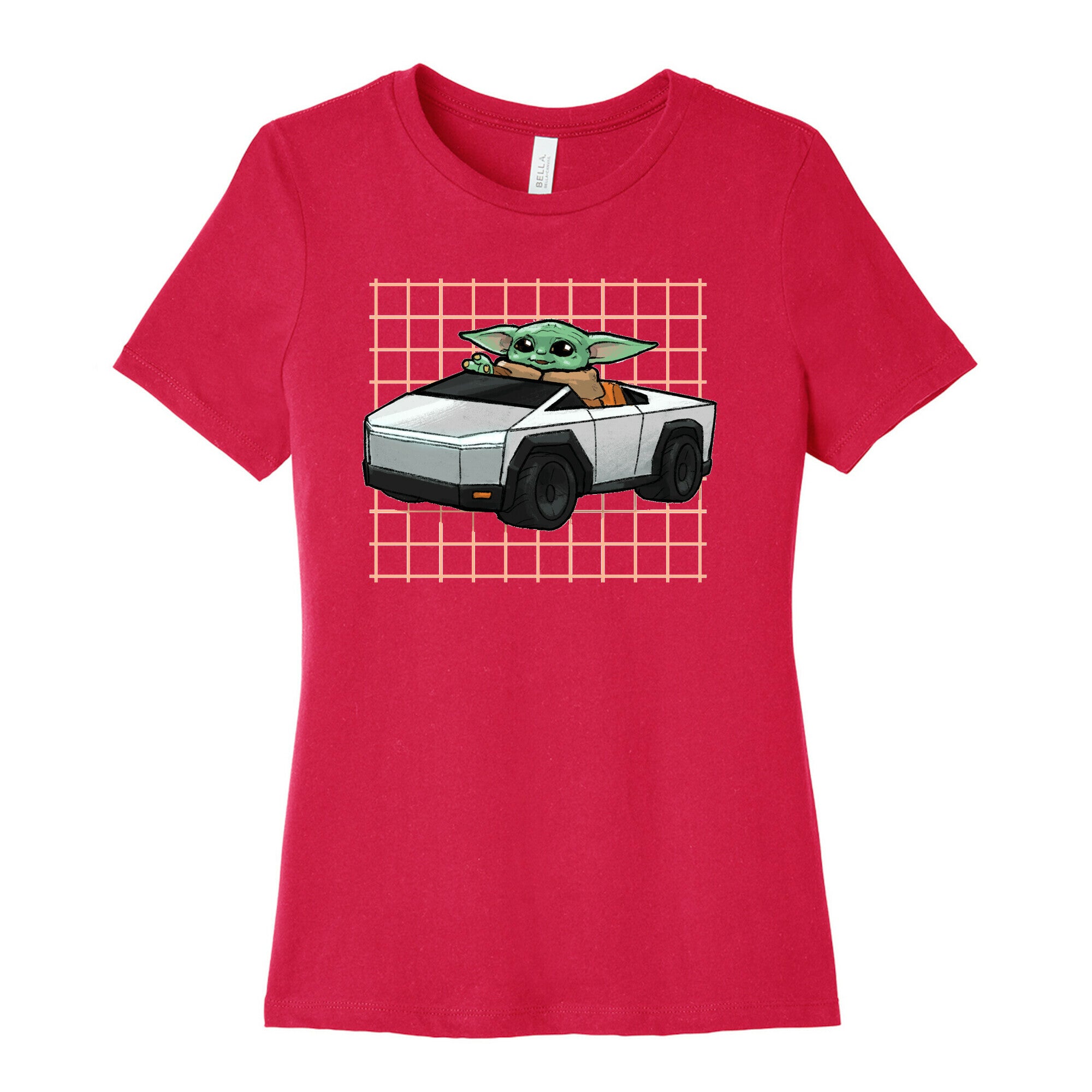 Baby Yoda in a Cyber Truck Women's Cotton Tee